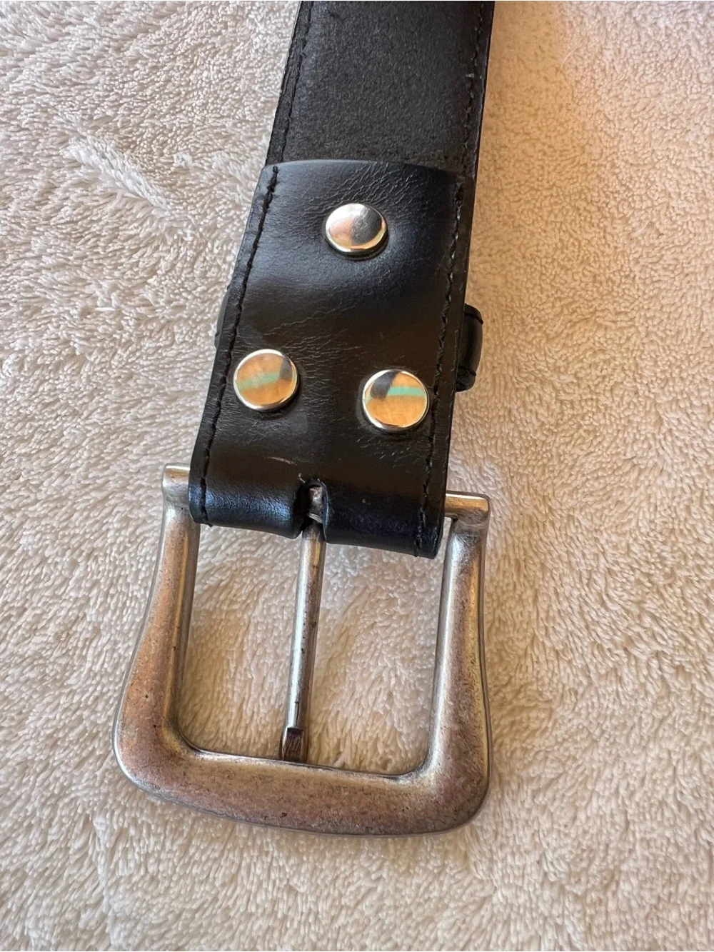 NOCONA SMOOTH BLACK LEATHER BELT OVERLAY TRIM INTERCHANGEABLE BUCKLE 38 N2450401
